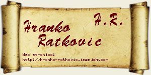 Hranko Ratković vizit kartica